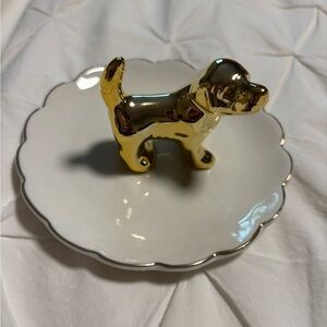 Gold Ceramic Dog Jewelry Dish - Home Accents